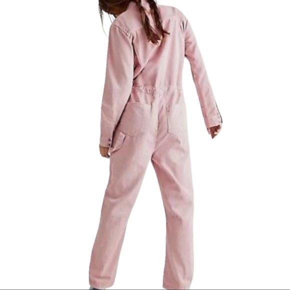 OneTeaspoon x Free People Starship M Pink Utility Denim Jumpsuit Coveralls - Picture 12 of 13